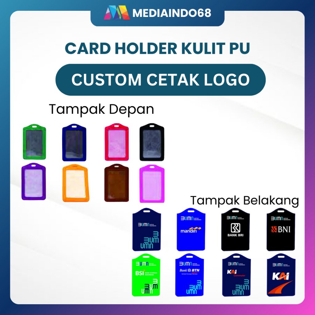 CUSTOM CETAK LOGO - CARD HOLDER KULIT PU 1 SLOT KARTU