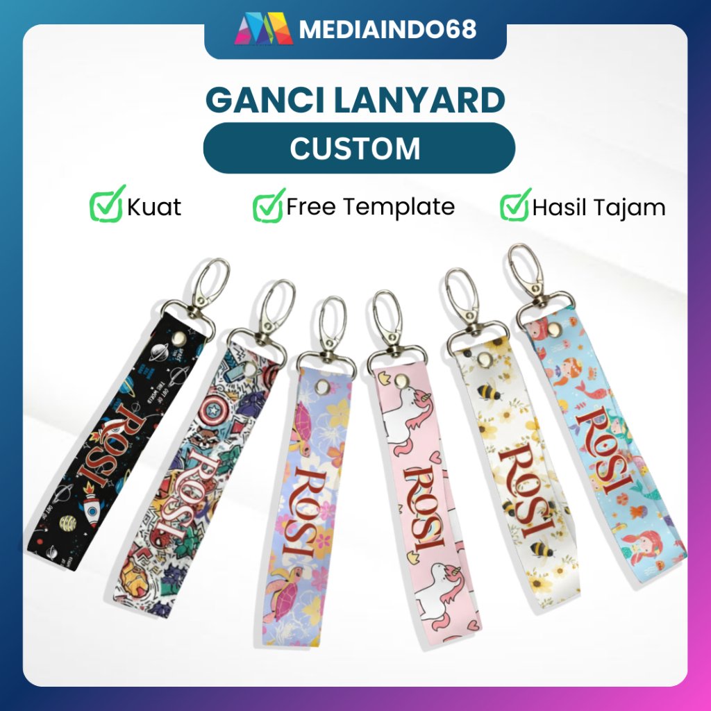 KEYCHAIN LANYARD CUSTOM NAMA 2 SISI