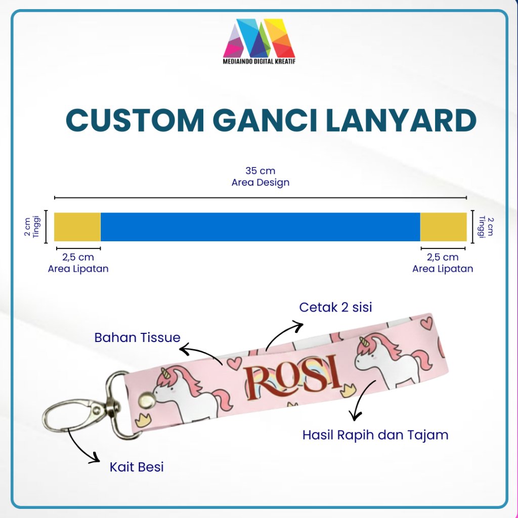 KEYCHAIN LANYARD CUSTOM NAMA 2 SISI