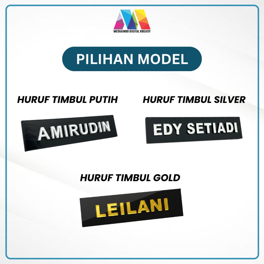 NAME TAG/NAMA DADA AKRILIK HURUF TIMBUL
