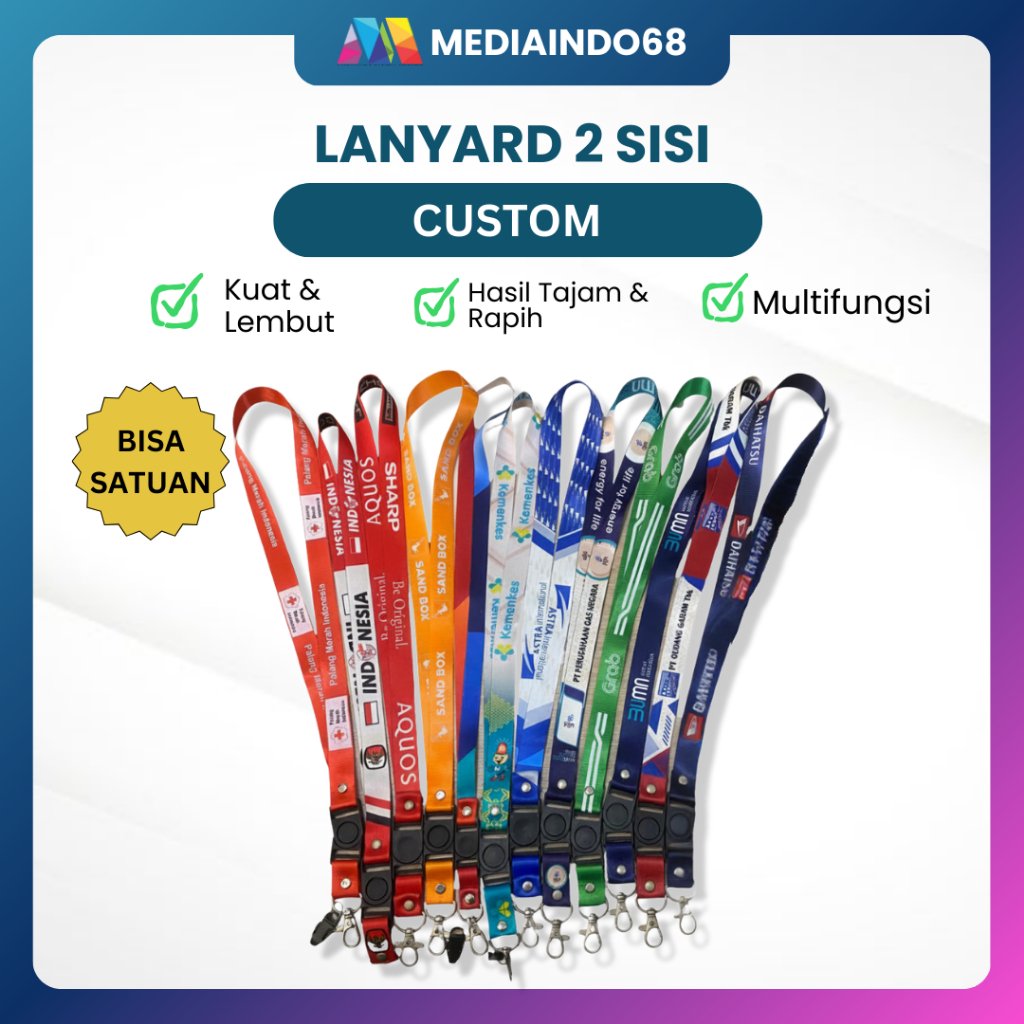 CUSTOM LANYARD FULL PRINTING 2CM 2 SISI