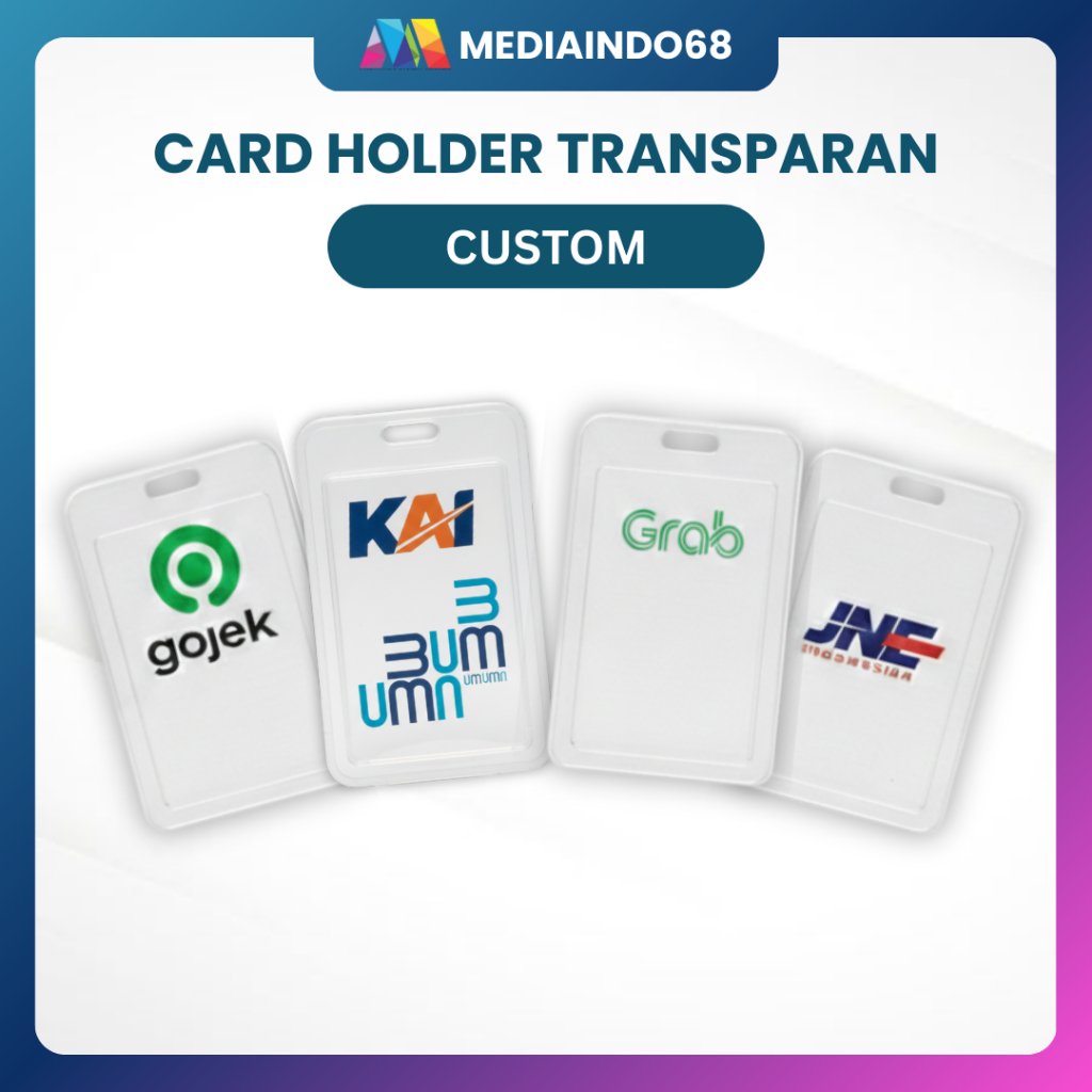 CUSTOM LOGO - CARD HOLDER BENING TRANSPARAN 2 SISI 2 KARTU