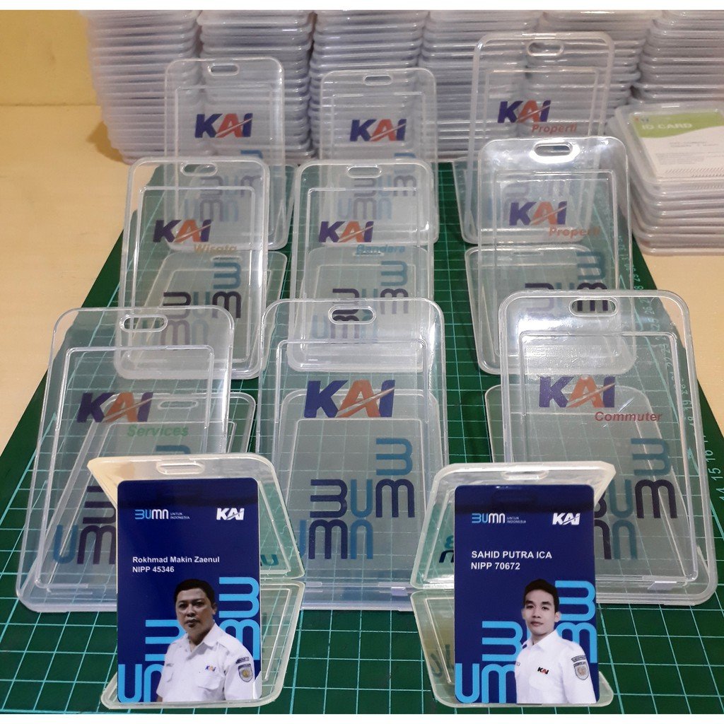 CUSTOM LOGO - CARD HOLDER BENING TRANSPARAN 2 SISI 2 KARTU